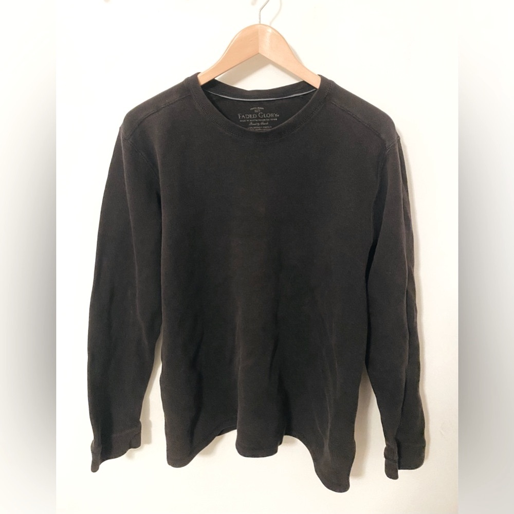 Faded Glory Black Crewneck Sweater Classic Style
